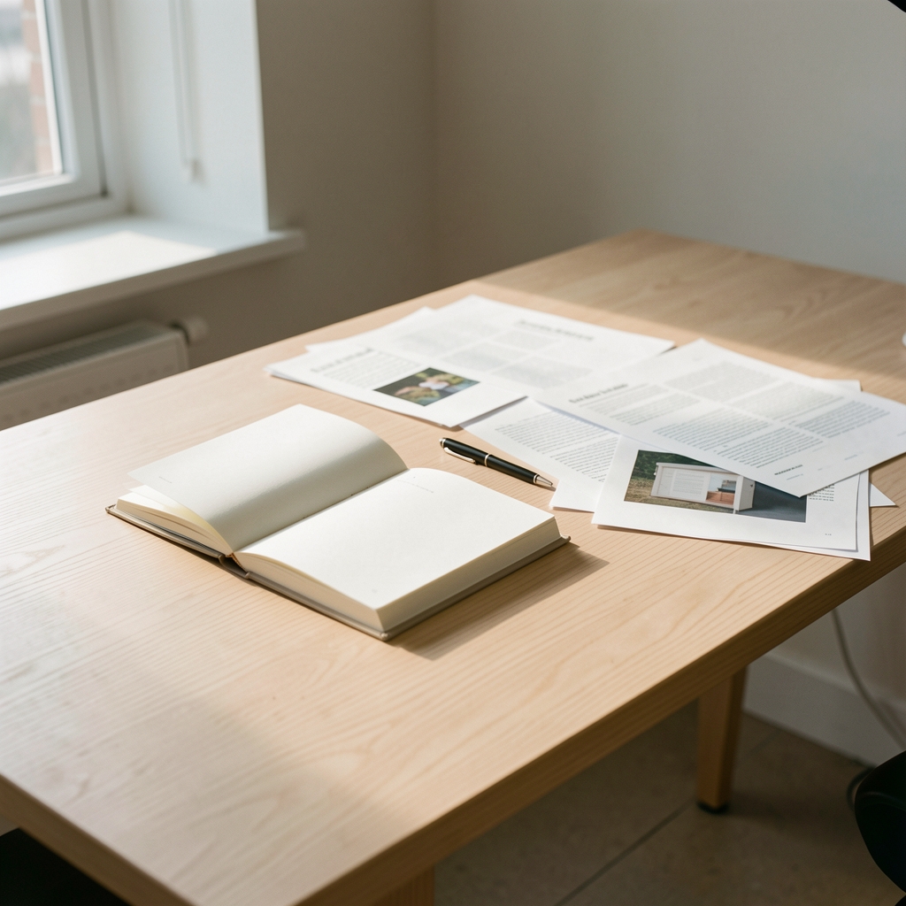 Editorial portrait of Tobias Marsden, studio setting, natural light from window